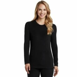 Women's Cuddl Duds® Fleecewear with Stretch Long Sleeve Crewneck Top -Hot Sale Adult Shop 5670493 Black
