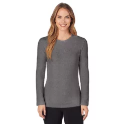 Women's Cuddl Duds® Fleecewear with Stretch Long Sleeve Crewneck Top -Hot Sale Adult Shop 5670493 Charcoal Heather