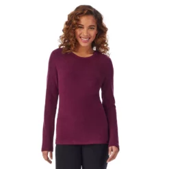 Women's Cuddl Duds® Fleecewear with Stretch Long Sleeve Crewneck Top -Hot Sale Adult Shop 5670493 Grape