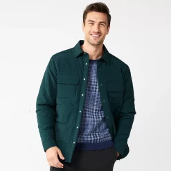 Men's Apt. 9® Quilted Puffer Shirt Jacket -Hot Sale Adult Shop 5670829 Eternity Green