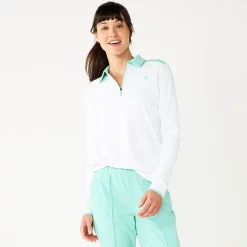 Women's Tek Gear® 1/4-Zip Golf Polo -Hot Sale Adult Shop 5670965 White Shy Green
