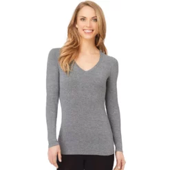 Women's Cuddl Duds® Softwear with Stretch Long Sleeve V-Neck Top -Hot Sale Adult Shop 5671463 Charcoal Heather