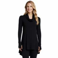 Women's Cuddl Duds® Softwear with Stretch Long Sleeve Cowlneck Tunic Top -Hot Sale Adult Shop 5671466 Black