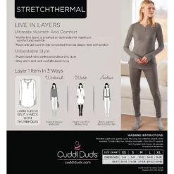 Women's Cuddl Duds® Long Sleeve Split V-Neck Stretch Thermal Top -Hot Sale Adult Shop 5673068 ALT99