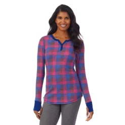 Women's Cuddl Duds® Long Sleeve Split V-Neck Stretch Thermal Top -Hot Sale Adult Shop 5673068 Grape Bluebuffalo Ck