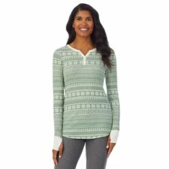 Women's Cuddl Duds® Long Sleeve Split V-Neck Stretch Thermal Top