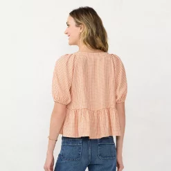 Women's LC Lauren Conrad Cropped Ruffled Button Top -Hot Sale Adult Shop 5674210 ALT