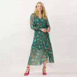 Women's LC Lauren Conrad High-Low Hem Faux-Wrap Maxi Dress -Hot Sale Adult Shop 5674222 Floral Needlepoint