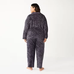Plus Size Sonoma Goods For Life® Velour Pajama Shirt & Pajama Pants Sleep Set -Hot Sale Adult Shop 5675146 ALT