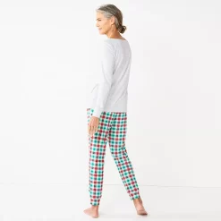 Women's Croft & Barrow® Long Sleeve Pajama Top & Pajama Pants Sleep Set -Hot Sale Adult Shop 5677582 ALT