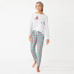 Women's Croft & Barrow® Long Sleeve Pajama Top & Pajama Pants Sleep Set -Hot Sale Adult Shop 5677582 ALT2