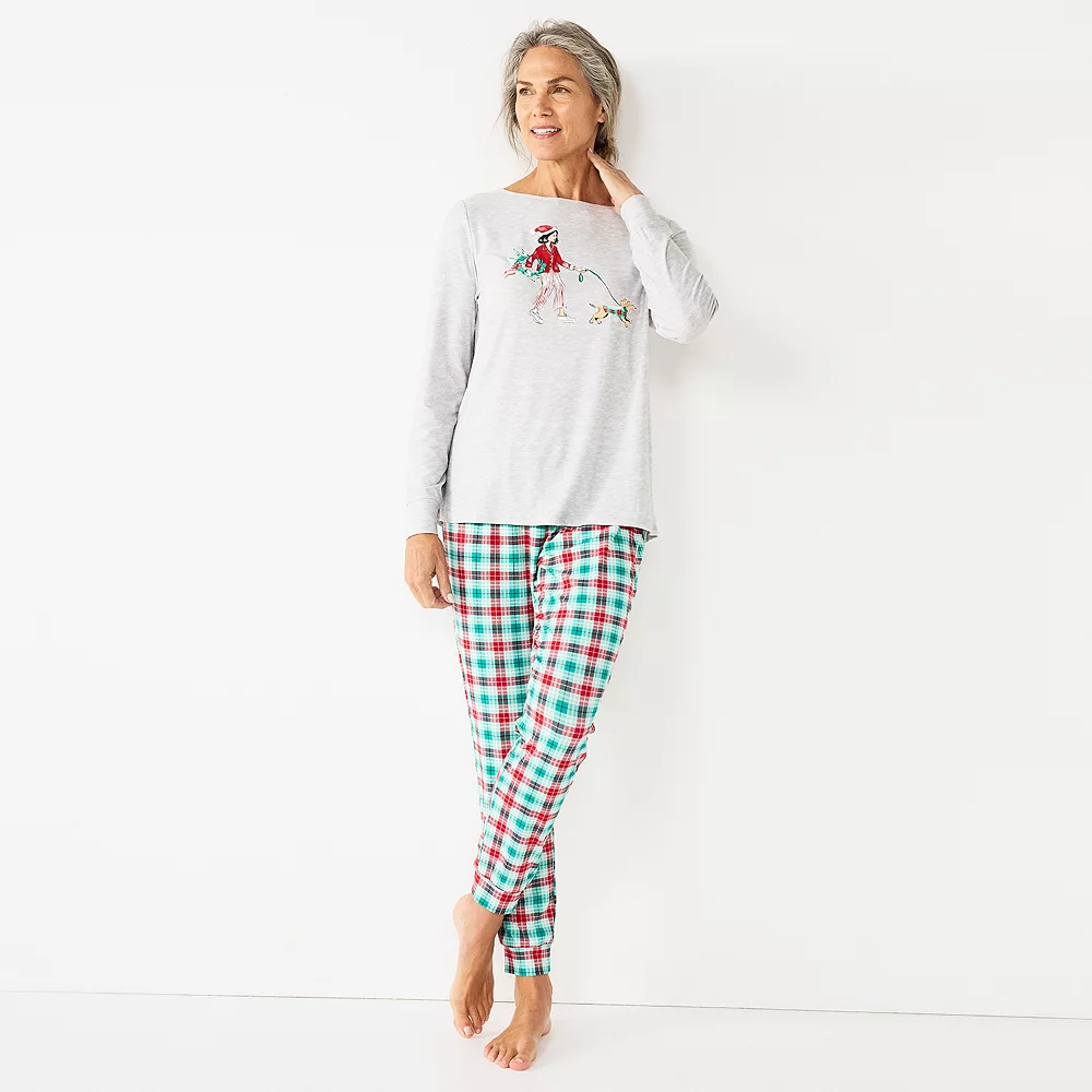 Petite Croft & Barrow® Long Sleeve Pajama Top & Pajama Pants Sleep Set 3 Petite Croft & Barrow® Long Sleeve Pajama Top & Pajama Pants Sleep Set - Image 3