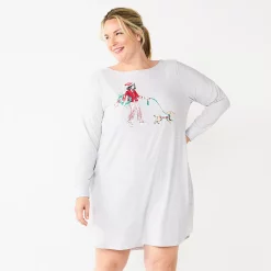 Plus Size Croft & Barrow® Long Sleeve Cozy Sleepshirt -Hot Sale Adult Shop 5677585 Gray Woman