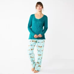 Women's Sonoma Goods For Life® Flannel Pajama Pants & Pajama Top Sleep Set -Hot Sale Adult Shop 5677709 Aqua Forest