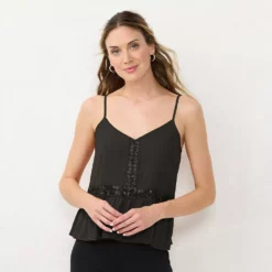 Women's LC Lauren Conrad Flowy Peplum Tank -Hot Sale Adult Shop 5679311 Coal