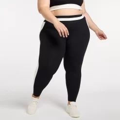 Plus Size FLX Affirmation Colorblock High-Waisted 7/8 Leggings -Hot Sale Adult Shop 5679631 Black White