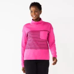 Women's Croft & Barrow® Mockneck Sweatshirt 12 Women's Croft & Barrow® Mockneck Sweatshirt -Hot Sale Adult Shop 5685918 Pink Modern Stripe