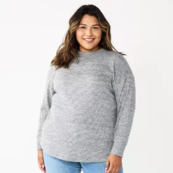 Plus Size Sonoma Goods For Life® Mockneck Waffle Top -Hot Sale Adult Shop 5686673 Captivate Grey
