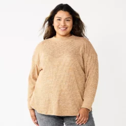 Plus Size Sonoma Goods For Life® Mockneck Waffle Top -Hot Sale Adult Shop 5686673 Talus Brown