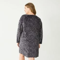 Plus Size Sonoma Goods For Life® 2-pc. Long Sleeve Crewneck Sleepshirt & Socks Set -Hot Sale Adult Shop 5690616 ALT