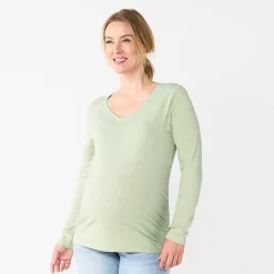 Maternity Sonoma Goods For Life® Essential Long Sleeve V-Neck Tee -Hot Sale Adult Shop 5691532 Green