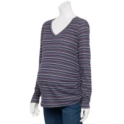 Maternity Sonoma Goods For Life® Essential Long Sleeve V-Neck Tee -Hot Sale Adult Shop 5691532 Navy Stripe