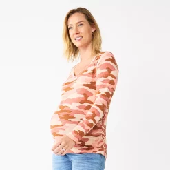 Maternity Sonoma Goods For Life® Essential Long Sleeve V-Neck Tee -Hot Sale Adult Shop 5691532 Pink Camo