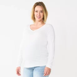 Maternity Sonoma Goods For Life® Essential Long Sleeve V-Neck Tee -Hot Sale Adult Shop 5691532 White