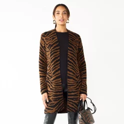 Women's Nine West Jacquard Long Cardigan 20 Women's Nine West Jacquard Long Cardigan -Hot Sale Adult Shop 5692188 Black Zebra