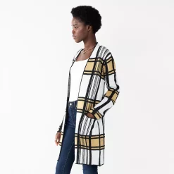 Women's Nine West Jacquard Long Cardigan 28 Women's Nine West Jacquard Long Cardigan -Hot Sale Adult Shop 5692188 Tan Plaid