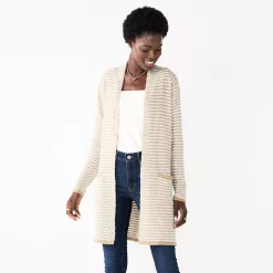 Women's Nine West Jacquard Long Cardigan 26 Women's Nine West Jacquard Long Cardigan -Hot Sale Adult Shop 5692188 Tan Stripe