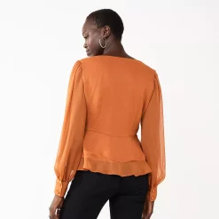 Women's Nine West Long Sleeve V-Neck Button Front Blouse -Hot Sale Adult Shop 5692662 ALT