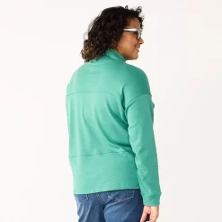 Plus Size Croft & Barrow® Long Sleeve Mockneck Pocket Sweatshirt -Hot Sale Adult Shop 5696662 ALT