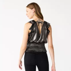 Women's Nine West Sleeveless Ruffle Smocked Hem Top -Hot Sale Adult Shop 5697194 ALT