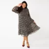 Plus Size DRAPER JAMES RSVP™ Long Sleeve Smocked Tiered Dress