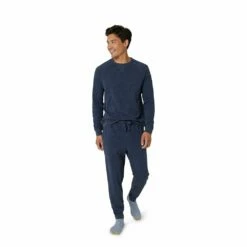 Men’s Eddie Bauer 2-Piece Lounge Top & Jogger Pants Set -Hot Sale Adult Shop 5719687 Navy Heather
