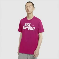 Men's Nike "Just Do It" Logo Tee -Hot Sale Adult Shop 5721511 Fireberry