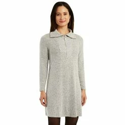 Women's AB Studio Zip-Front Long Sleeve Swing Dress -Hot Sale Adult Shop 5746868 Heather Gray
