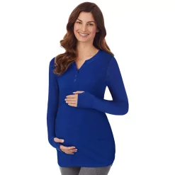 Maternity Cuddl Duds® Stretch Thermal Long Sleeve Splitneck Henley Top