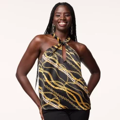 Women's INTEMPO Twist Satin Halter top -Hot Sale Adult Shop 5768485 Status Print