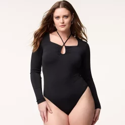 Women's INTEMPO Long Sleeve Halter Bodysuit -Hot Sale Adult Shop 5768495 ALT