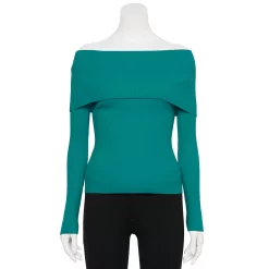 Women's INTEMPO Off-The-Shoulder Long Sleeve Top -Hot Sale Adult Shop 5768520 Teal
