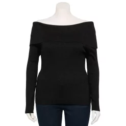 Plus Size INTEMPO Off-the-Shoulder Long Sleeve Top
