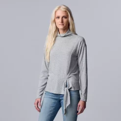Women's Simply Vera Vera Wang Cozy Knot-Front Top -Hot Sale Adult Shop 5790635 Dovetail Heather
