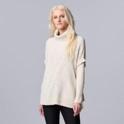 Women's Simply Vera Vera Wang Traveling Cable-Knit Poncho Sweater -Hot Sale Adult Shop 5797212 Tropical Sand