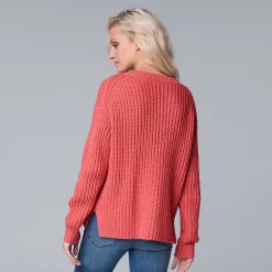 Women's Simply Vera Vera Wang Ribbed V-Neck Sweater -Hot Sale Adult Shop 5799942 ALT