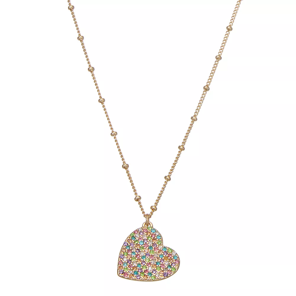 Nine West Pave Heart Pendant Necklace 1 Nine West Pave Heart Pendant Necklace