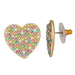 Nine West Pave Heart Stud Earrings