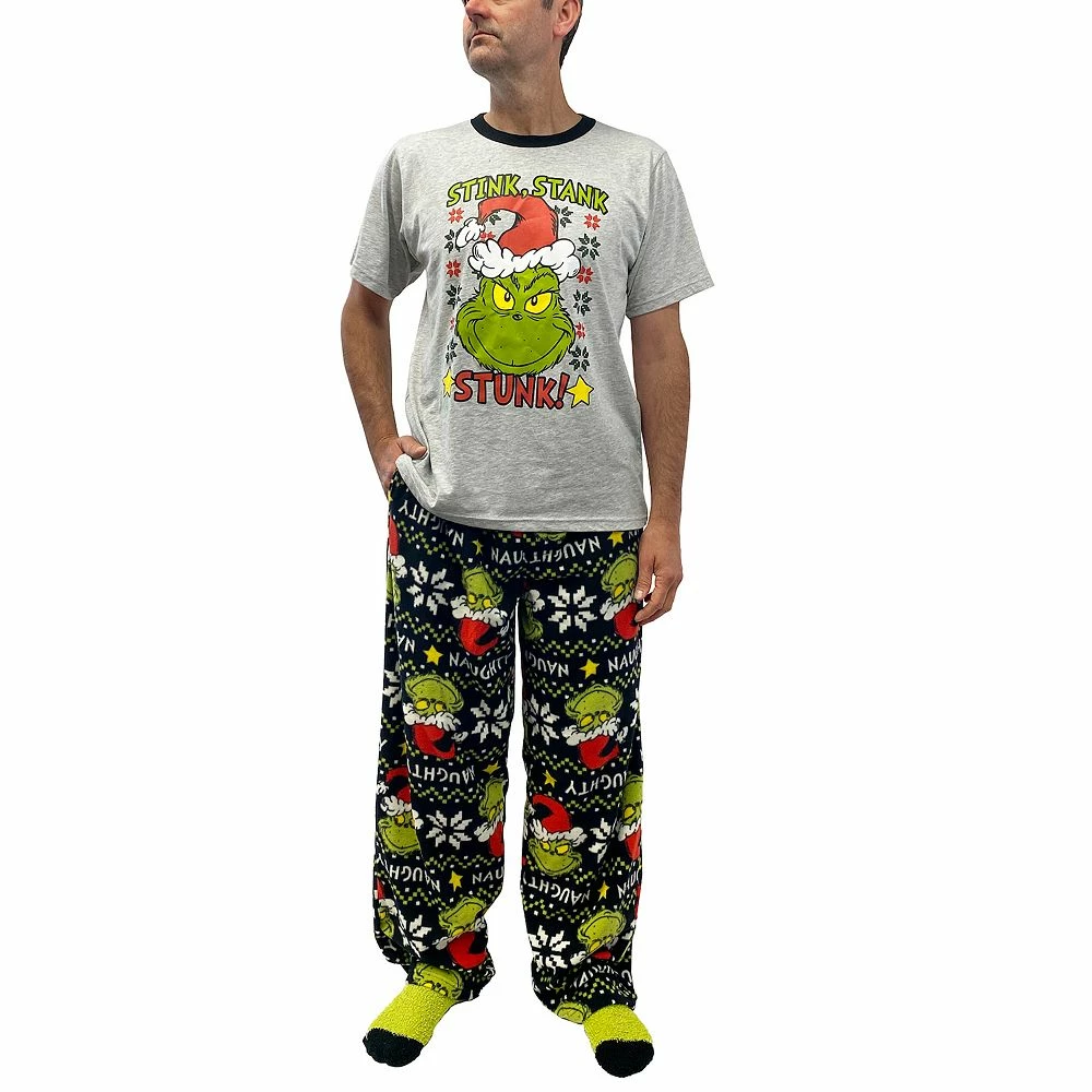 Men's The Grinch Stink Stank Stunk Pajama & Socks Set 1 Men's The Grinch Stink Stank Stunk Pajama & Socks Set