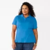 Plus Size Croft & Barrow® Short Sleeve Y-Neck Polo Top